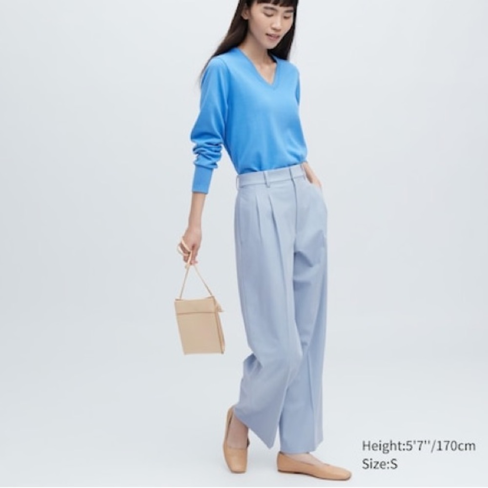 NWT Uniqlo Pleated Wide Pants — Medium | Blue